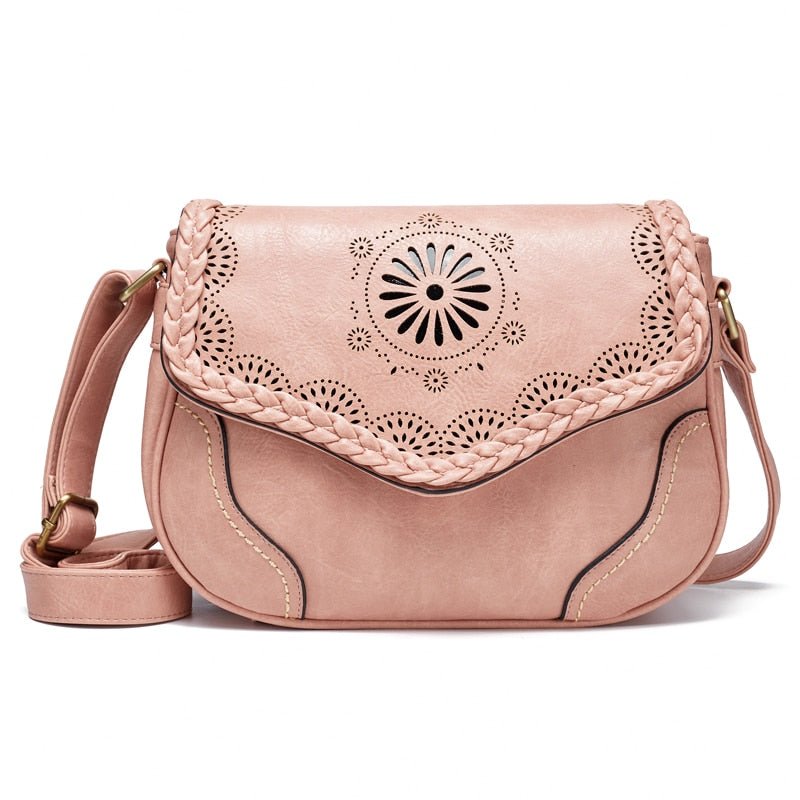 Beautiful Floral Designed Leather Hippie Shoulder Bag
