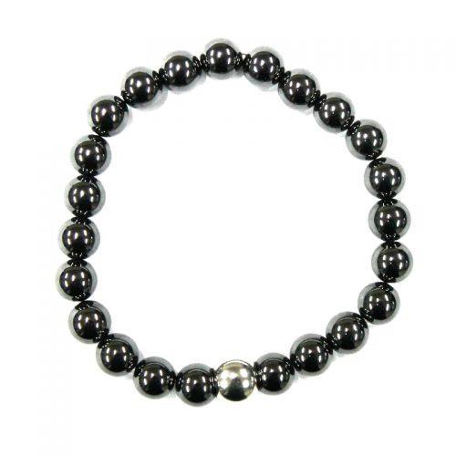 Hematite Crystal Bracelet With Stainless Steel Bead