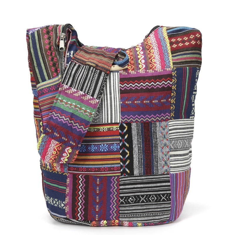 Hippie Patchwork Shoulder Crossbody Bag With Zipper