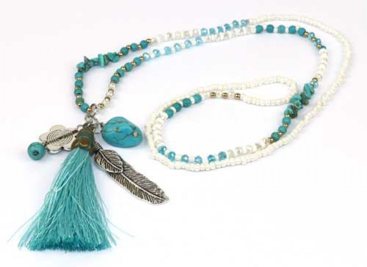 Necklace Tassel Aqua