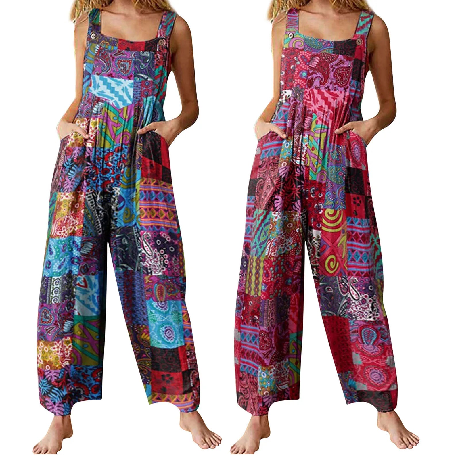 Cool Hippie Romper Overalls | Multi-Coloured | Sizes S-5XL