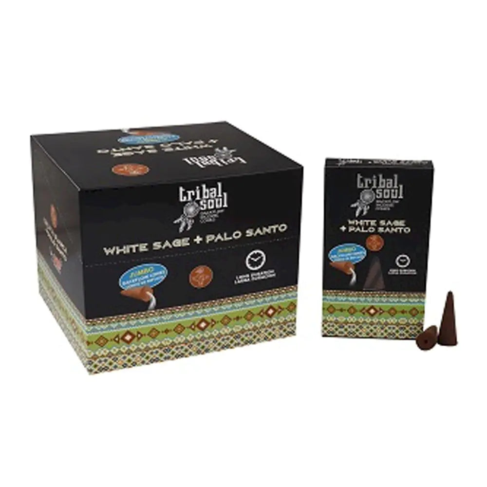 Tribal Soul White Sage + Palo Santo Backflow Incense Cones | Jumbo Size | 120 Cones