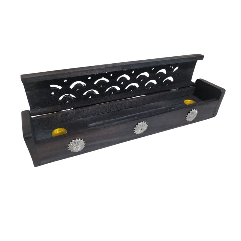 Black Wooden Incense Burner Box | 30cm
