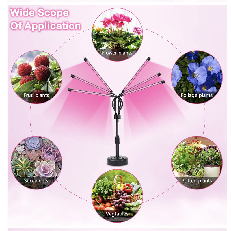 LED Grow Light | 3-Head | Adjustable Full Spectrum | Desktop Plant Lamp | USB Powered | Black