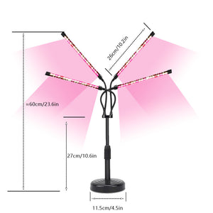 LED Grow Light | 3-Head | Adjustable Full Spectrum | Desktop Plant Lamp | USB Powered | Black