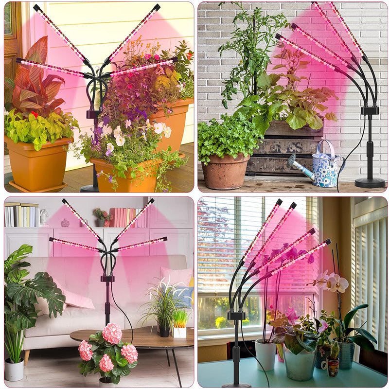 LED Grow Light | 3-Head | Adjustable Full Spectrum | Desktop Plant Lamp | USB Powered | Black